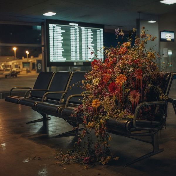 STILL WAITING, ALL DEPARTURES DELAYED (probable; departures board)